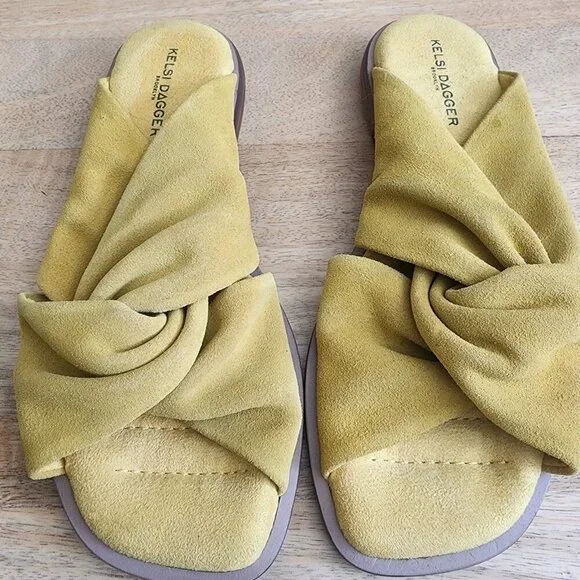Kelsi Dagger Brooklyn Shoes Womens Size 6.5 Suede Knot Slide Sandals Comfort - Picture 7 of 11